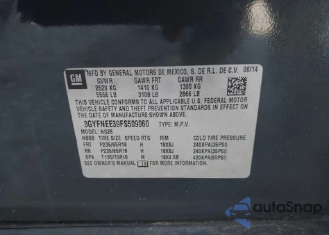 2015 Cadillac Srx Luxury Collection из США, поврежденный, VIN 3GYFNEE39FS509060